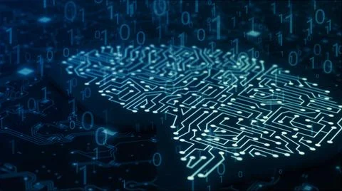 3d rendered illustration of binary codes of artifical intelligence 스톡 일러스트