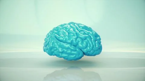 3d rendered illustration of blue brain in white background 스톡 일러스트
