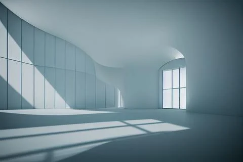 3D-rendered illustration of a blue interior architecture of an empty apartment Stock Illustration