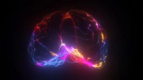 3d rendered illustration of brain neuron impulses process of thinking Illustrazione stock