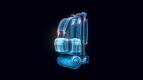 3d rendered illustration of camping bag hologram Illustrazione stock