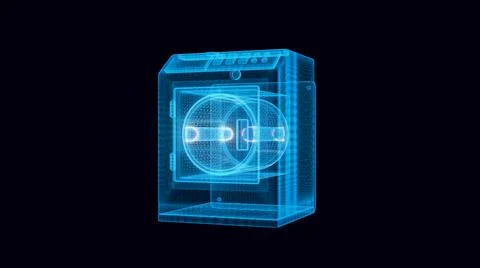 3d rendered illustration of Clothes drying tumbler dryer hologram 스톡 일러스트