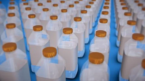 3d rendered illustration of Collection of empty water bottles isolated on blue Stock Illustration