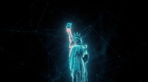 3d rendered illustration of Digital Abstract Liberty Statue Ilustración de archivo
