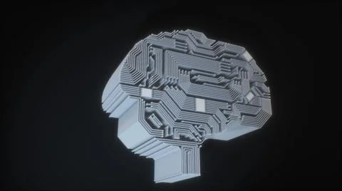 3d rendered illustration of Digital Brain Outlines Artificial Intelligence Stock Illustration