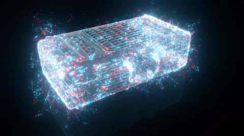 3d Rendered Illustration of digital case or digital bag hud hologram Stock Illustration