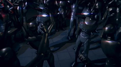 3d rendered illustration of Digital Cyber Humanoid Robots Dances in a party Stock Illustration