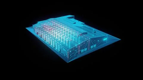 3d rendered illustration of Digital Empty Warehouse v3 Stock Illustration