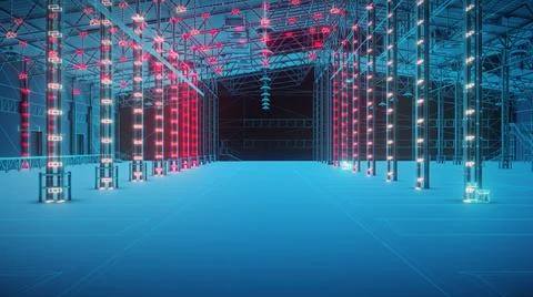 3d rendered illustration of Digital Empty Warehouse v2 Stock Illustration