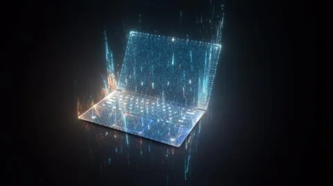 3d Rendered Illustration of Digital notebook Hologram v2 Stock Illustration