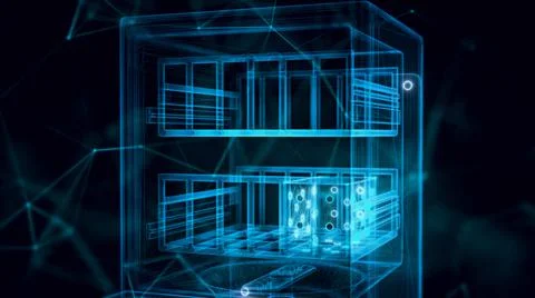 3d rendered illustration of Dishwasher Machine hologram Close up Stock Illustration