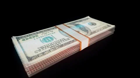 3d rendered illustration of Dollar Stack in black background Illustrazione stock