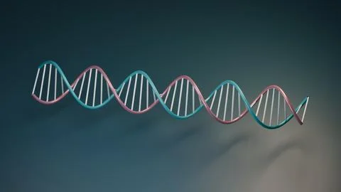 A 3D rendered illustration of a double helix DNA molecule on dark blue back.. Illustrazione stock