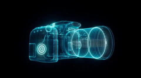 3d rendered illustration of Dslr Camera Hud Hologram Stock Illustration