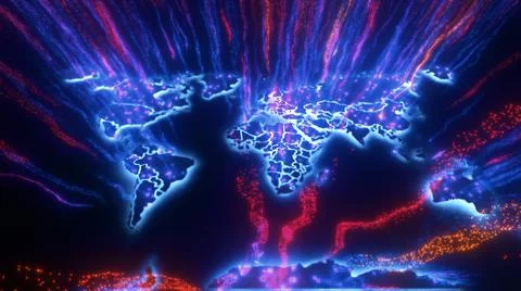 3d rendered illustration of Earth Map v2 Representation of Data transfer earth Stock Illustration