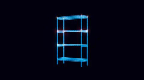3d rendered illustration of empty book shelf hologram Stock Illustration