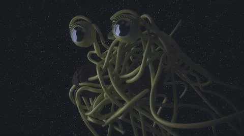 3d rendered illustration of Flying Spaghetti Monster FSM Pastafarianism Illustrazione stock