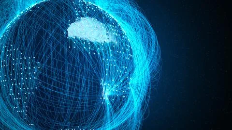 3d rendered illustration of Global World Network Blue イラスト素材