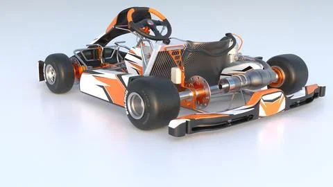3D Rendered Illustration of a Go Kart with Shifter Stock Illustration
