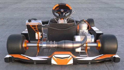 3D Rendered Illustration of a Go Kart with Shifter Stock Illustration