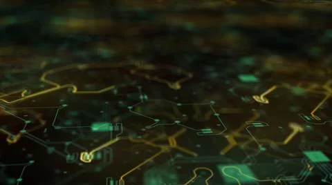 3d rendered illustration of Green Digital Circuit Board Stock Illustration