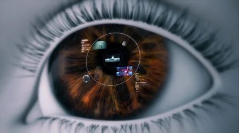 3d rendered illustration of High Tech Eye Device Smart Contact Lens Stock Illustration