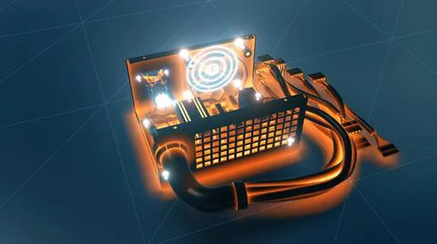 3d Rendered Illustration of Inside of Psu Power supply unit Ilustração Stock