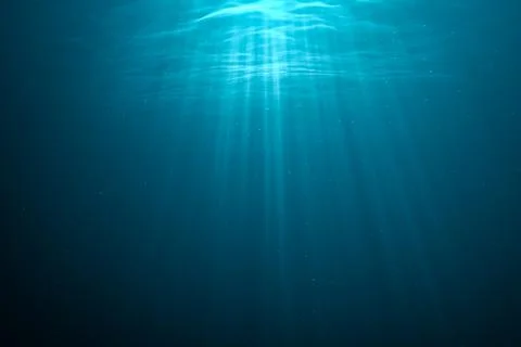 3D rendered illustration of light rays underwater. Stock Illustration
