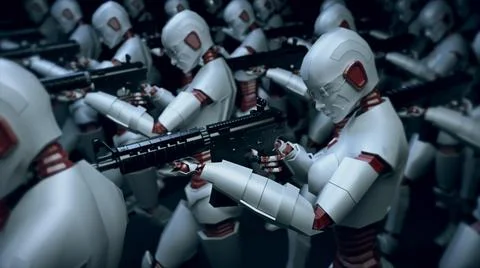 3d rendered illustration of Modern Cyber Robots Army Artificial Intelligence Stockillustratie