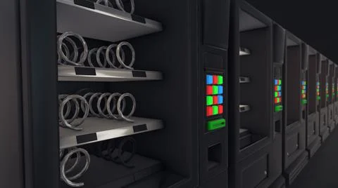 3d rendered illustration of Multiple EmptyVending Machines in a row Stock Illustration