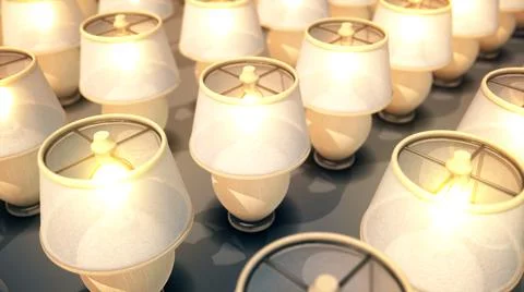 3d rendered illustration of Multiple Table Lamps In a row イラスト素材