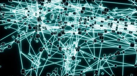 3d rendered illustration of neon network Stock Illustration