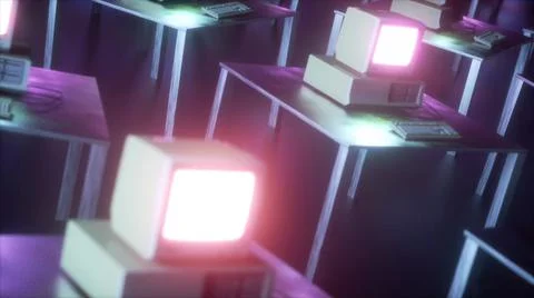 3d rendered illustration of old computers vintage background イラスト素材