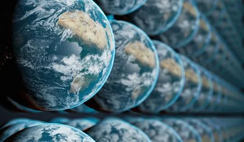 3D rendered illustration of parallel universes in many worlds interpretation  Stock Illustration