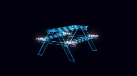 3d rendered illustration of picnic table hologram Stock Illustration