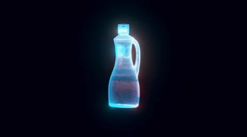 3d rendered illustration of plastic bottle with handle and bent tips hologram Stock Illustration