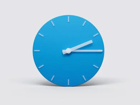 3d rendered illustration of a Premium blue Clock icon on grey icon background Stock Illustration
