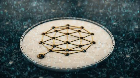 3d rendered illustration of QTUM Quantum Crypto Currency Stock Illustration