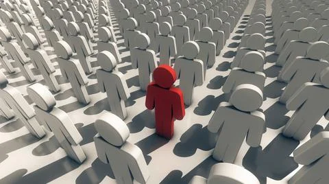 3d rendered illustration of Representation of Infected man within crowd Illustrazione stock