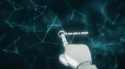 3d rendered illustration of Robot Hand Clicks To Captcha I am not robot test Stock Illustration