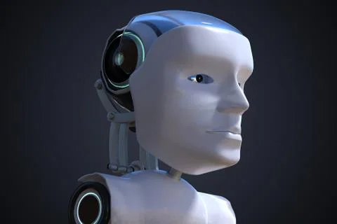 3D rendered illustration of robotic head. Artificial intelligence concept. Stockillustratie