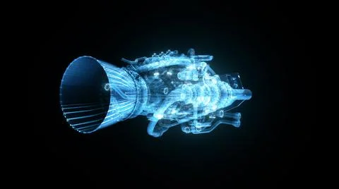 3d rendered illustration of Rocket Engine Hud Hologram 스톡 일러스트