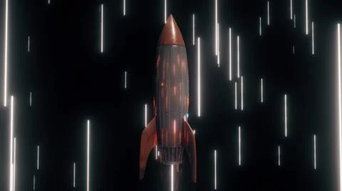 3d rendered illustration of rocket flying in space with high speed 스톡 일러스트