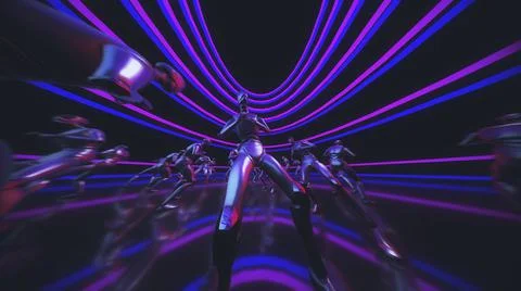 3d rendered illustration of Silly dancing robot with trippy camera view Stock Illustration