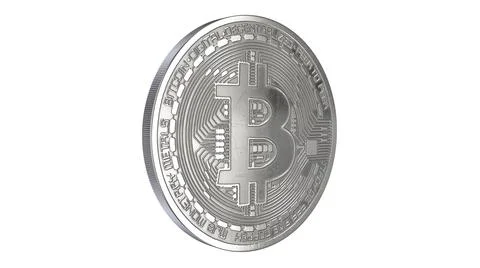3D rendered illustration of Silver Bitcoin isolated on white Stock Illustration