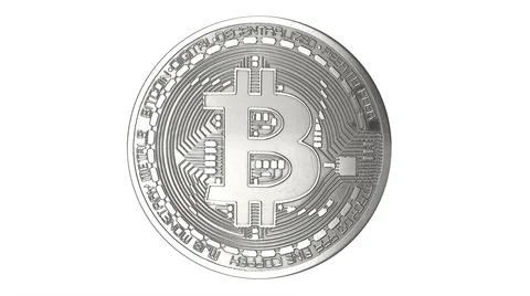 3D rendered illustration of Silver Bitcoin isolated on white Stock Illustration