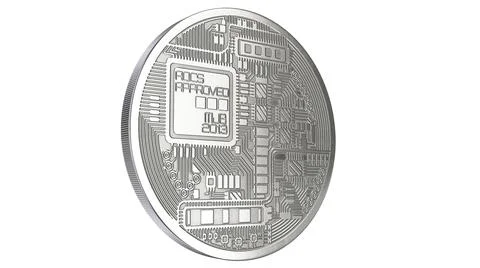 3D rendered illustration of Silver Bitcoin isolated on white Stock Illustration