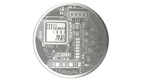 3D rendered illustration of Silver Bitcoin isolated on white Stock Illustration