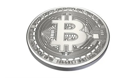 3D rendered illustration of Silver Bitcoin isolated on white Stock Illustration