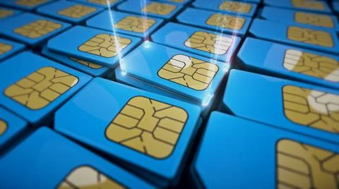 3d Rendered Illustration of Sim Cards Stock Illustration